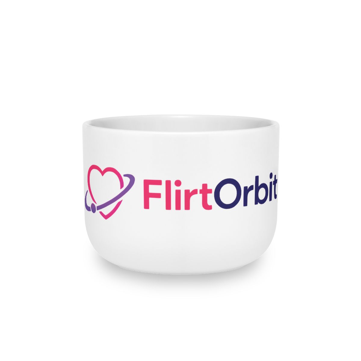 FlirtOrbit Heart Orbit Logo Mug | 25 oz White Ceramic Latte Mug