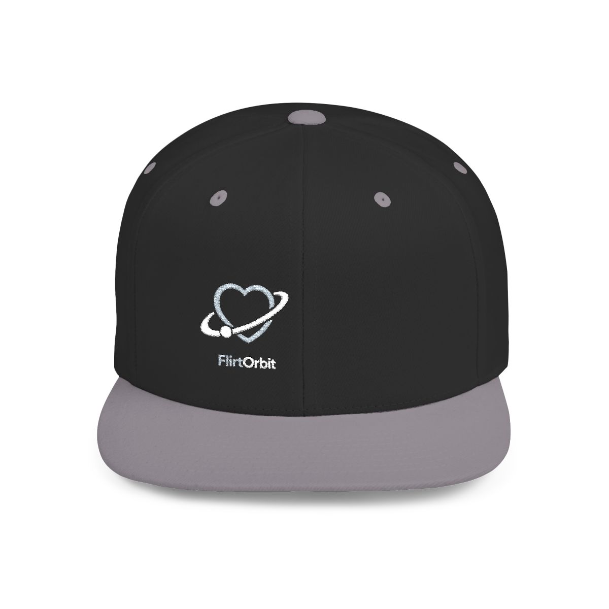 FlirtOrbit Embroidered Logo Flat Bill Snapback – Unisex Adjustable Cap