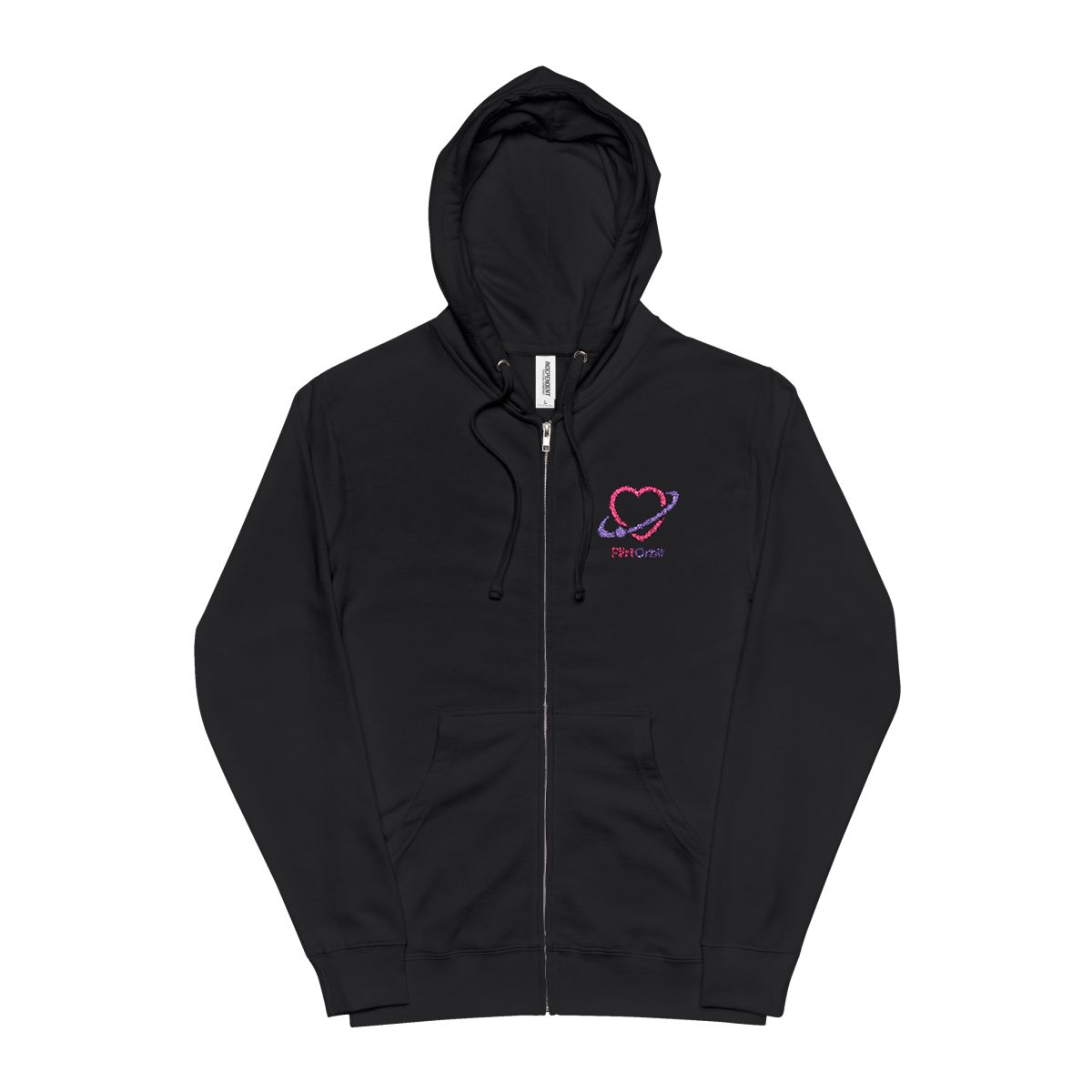 FlirtOrbit Embroidered Logo Full-Zip Fleece Hoodie – Unisex Cotton Blend